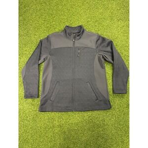 Swiss Tech Mens 1X Full Zip Fleece Lined Hybrid Knit Jacket Black Gray Mock Neck